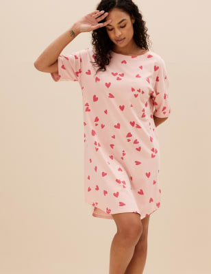 2pk Cotton Rich Heart Short Nightdresses