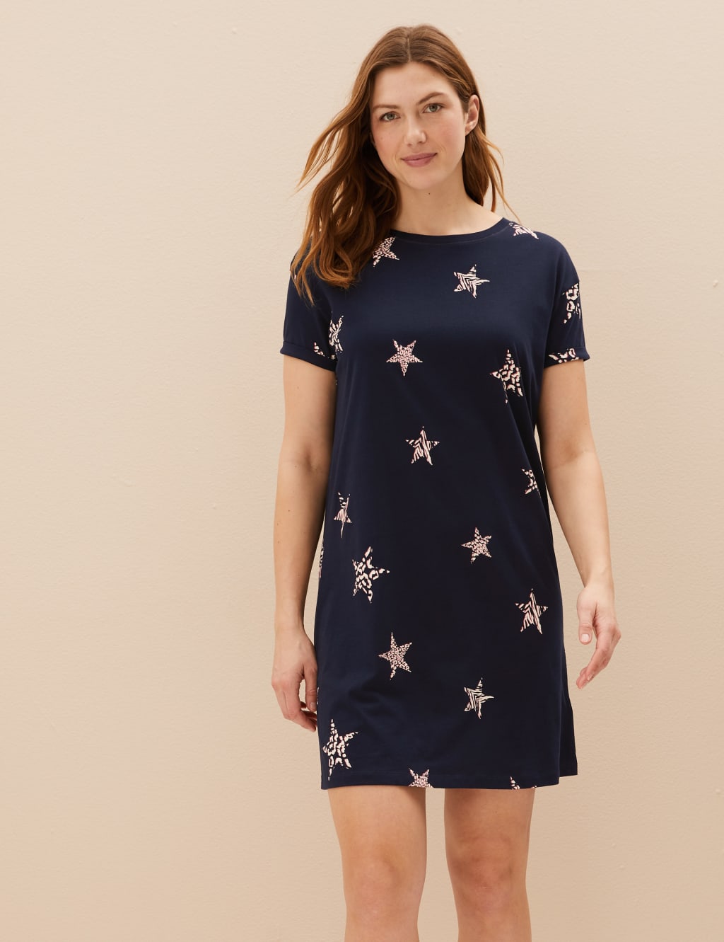 Pure Cotton Star Print Short Nightdress image 2