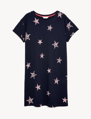 Pure Cotton Star Print Short Nightdress