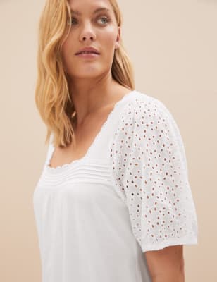 Chemise de outlet nuit broderie anglaise