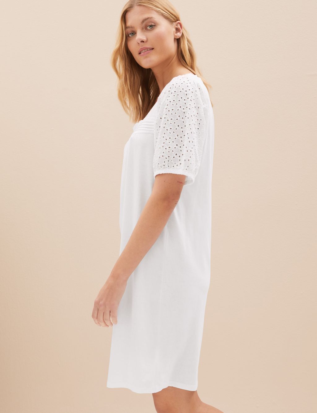 Pure Cotton Broderie Trim Nightdress image 3