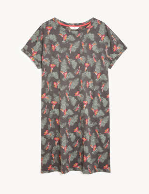 Cotton Rich Parrot Print Short Nightdress