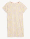 Pure Cotton Leaf Print Short Nightdress