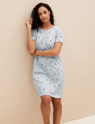 Cotton Rich Floral Short Nightdress - MX