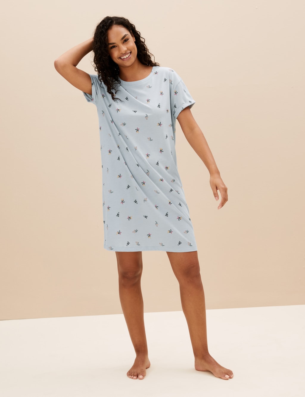Cotton Rich Floral Short Nightdress image 3