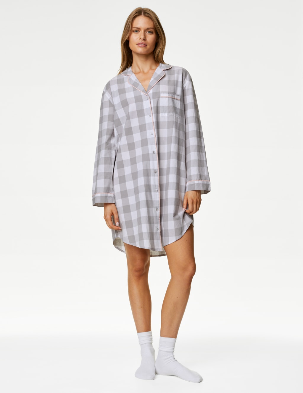 Pure Cotton Checked Nightshirt image 3