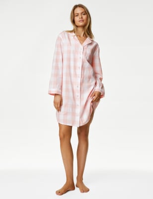 Pure Cotton Checked Nightshirt - RO