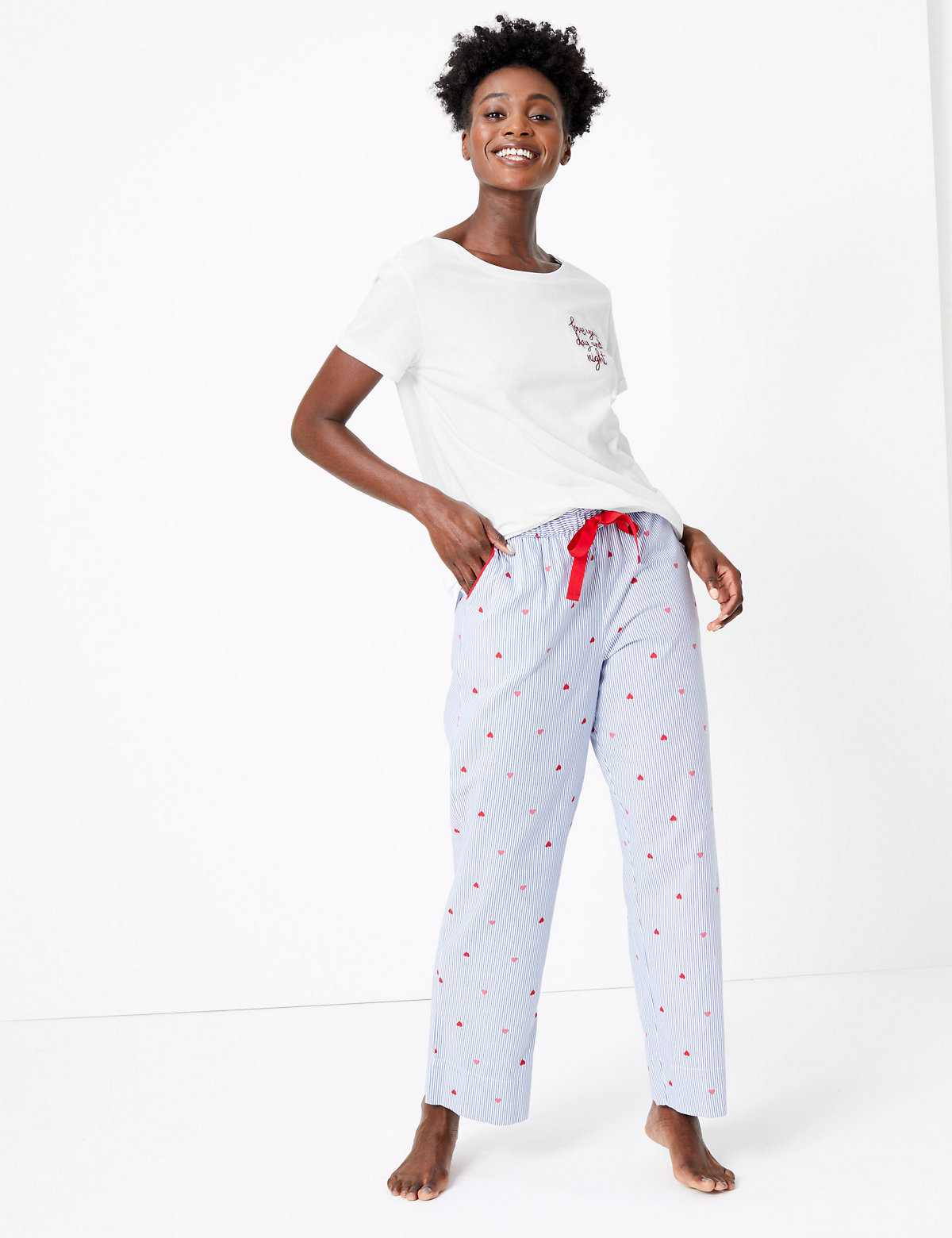 Pure Cotton Love You Slogan Pyjama Top