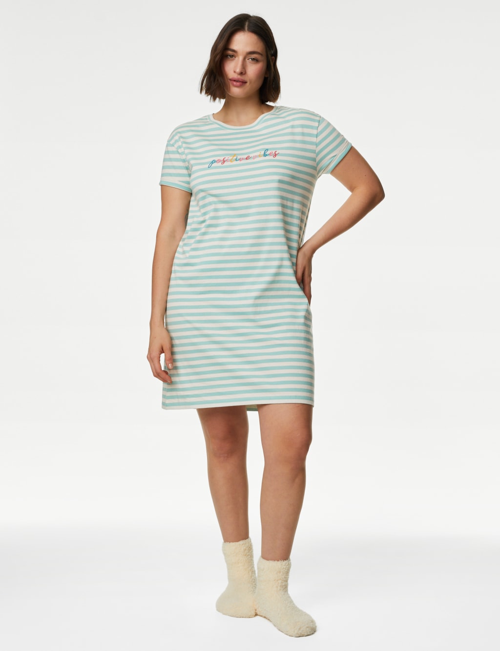Cotton Chest Quote print Knee Length Night Dress (MM-3101-6) main image 0