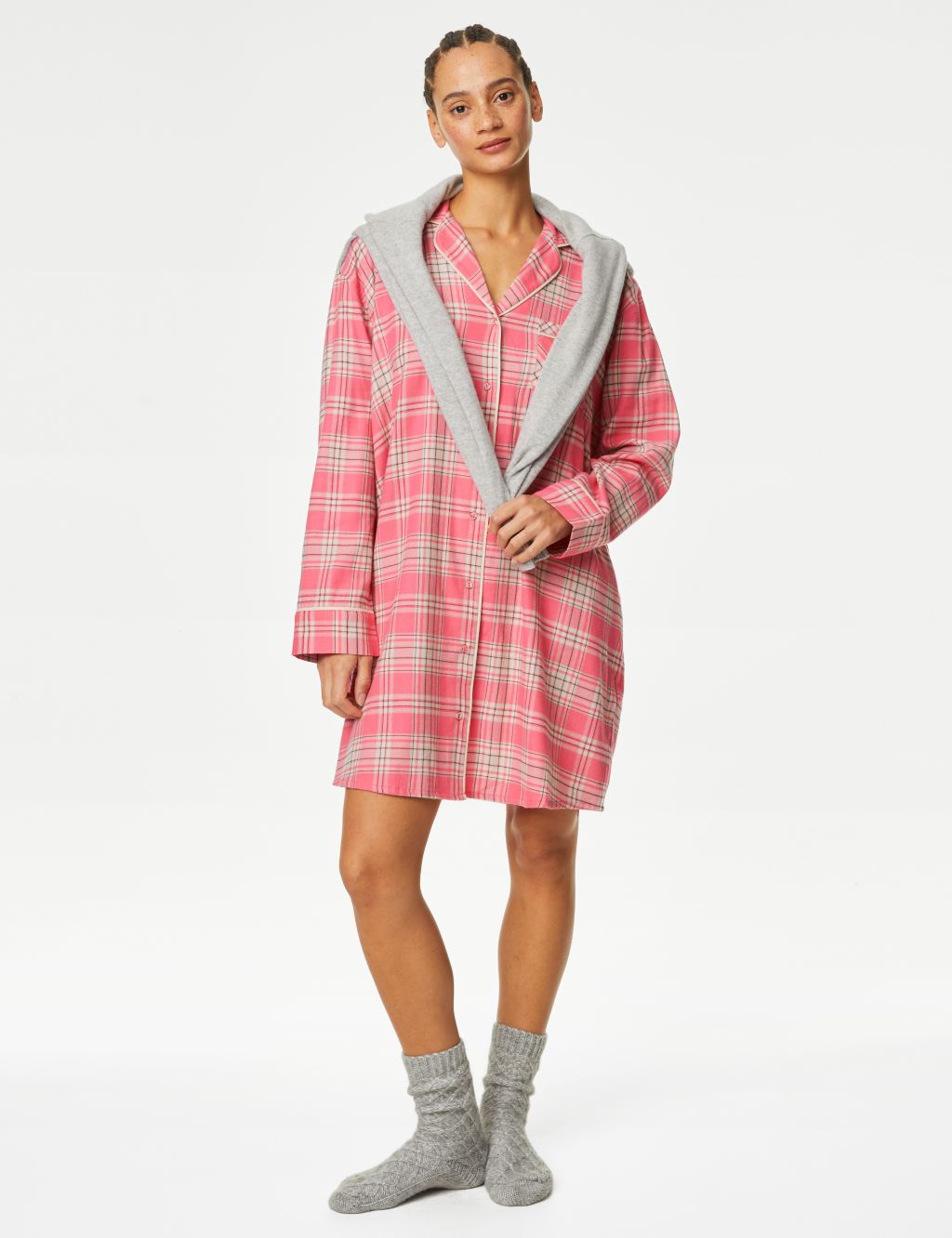 Cotton Blend Checked Nightshirt image 1