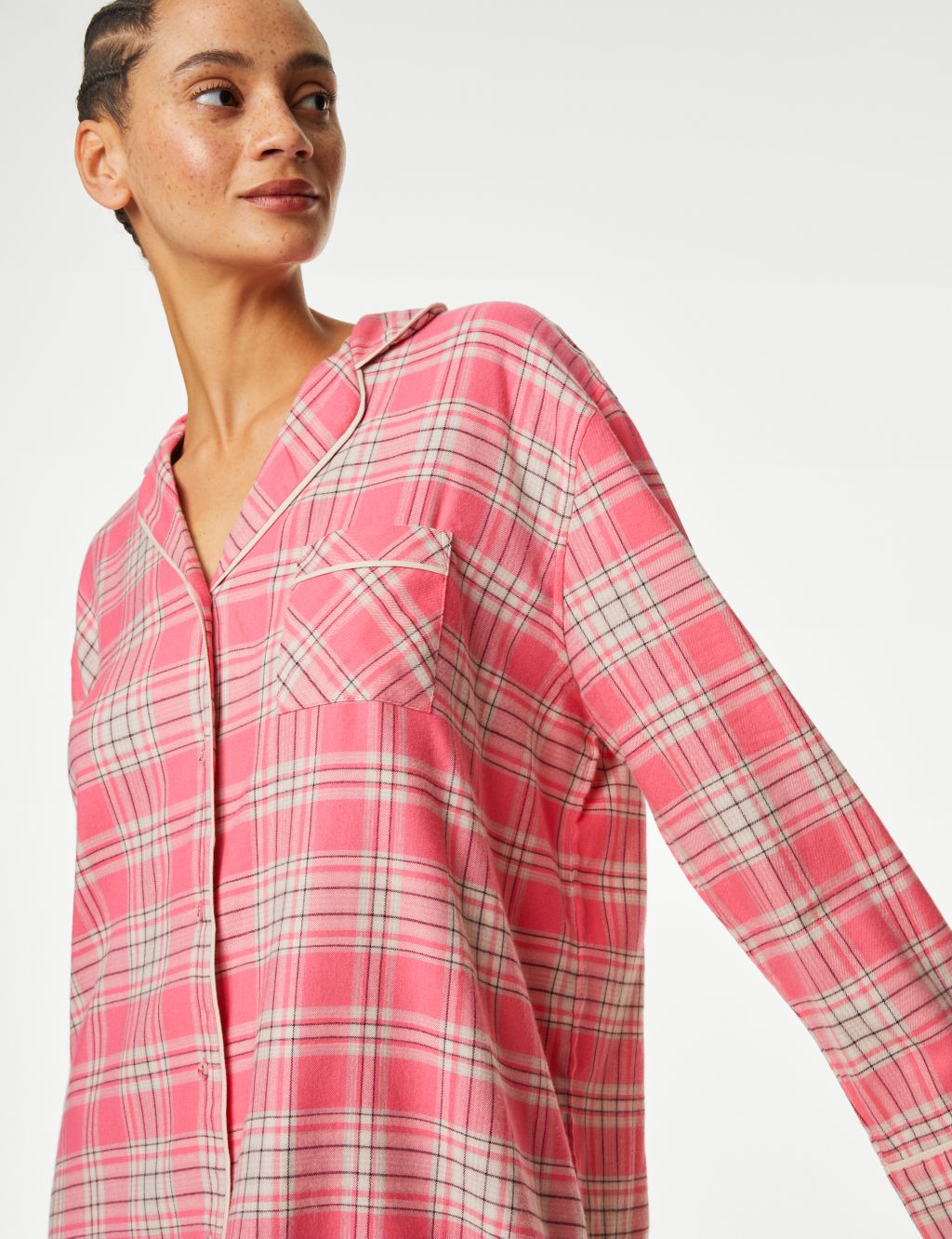 Cotton Blend Checked Nightshirt image 3