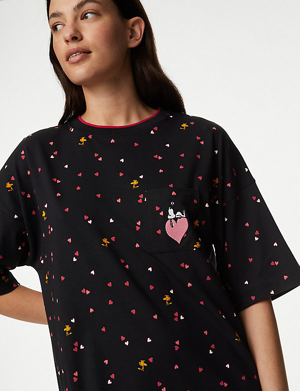Nachthemd aus reiner Baumwolle mit Herz- und Snoopy™-Motiv - AT
