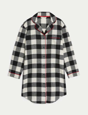 Women's Mono Check Family Christmas Short Nightshirt