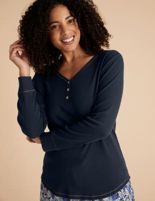 Pure Cotton Henley Pyjama Top