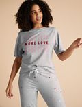 Cotton More Love Slogan Pyjama Top
