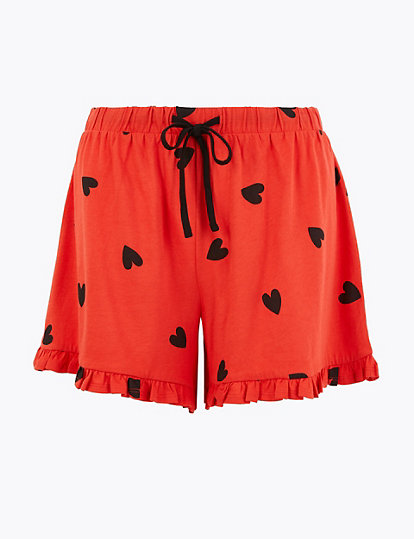 Heart Print Pyjama Shorts