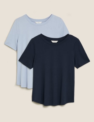 

M&S Collection Pack de 2 camisetas para dormir de modal de algodónWomens - Blue Mix, Blue Mix