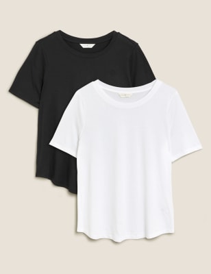 

Womens M&S Collection 2 Pack Cotton Modal Sleep Tee - Black Mix, Black Mix