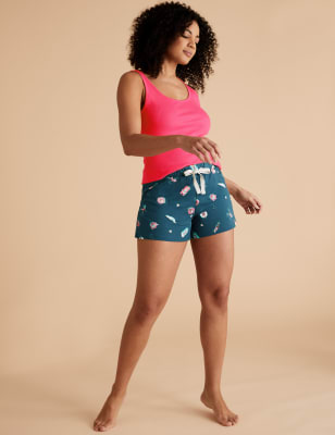 Pure Cotton Pool Print Pyjama Shorts