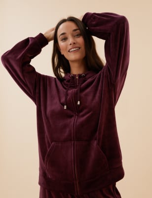 

Womens M&S Collection Flexifit™ Velour Lounge Hoodie - Bordeaux, Bordeaux