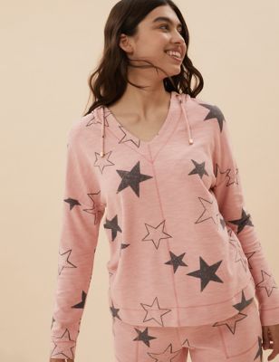 

Womens M&S Collection Flexifit™ Lounge Star Print Hoodie - Antique Rose, Antique Rose