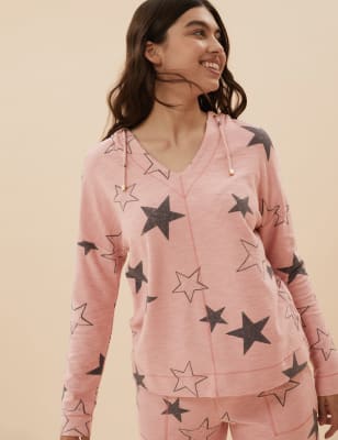 

Womens M&S Collection Flexifit™ Lounge Star Print Hoodie - Antique Rose, Antique Rose