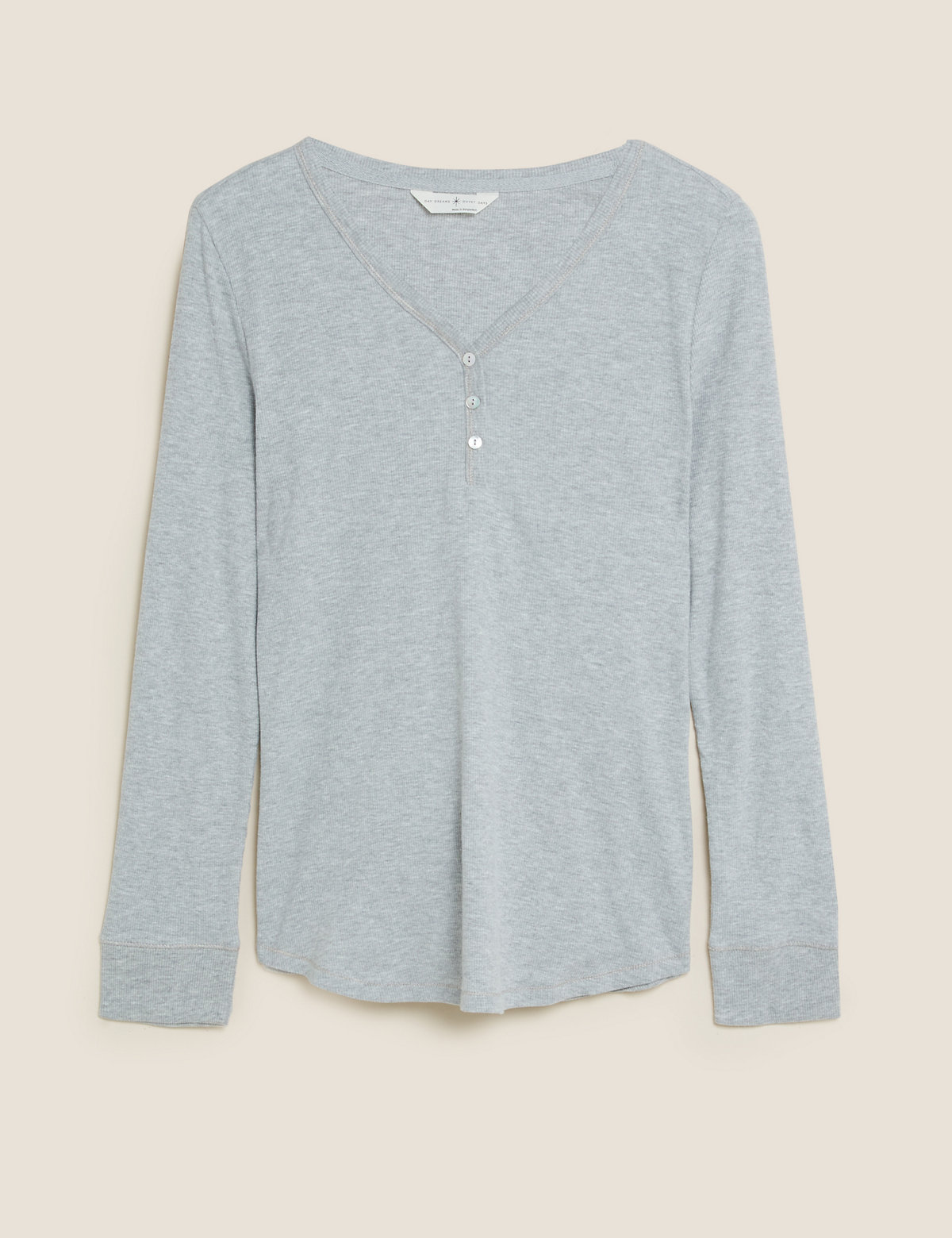 Cotton Ribbed Henley Top
