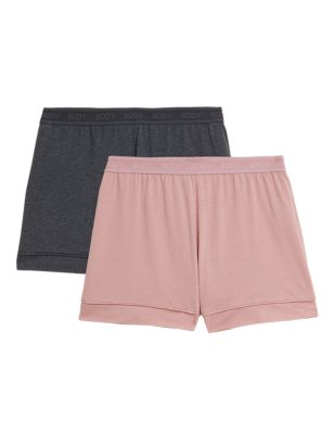 

Womens BODY 2 Pack Cotton Modal Pyjama Shorts - Pink Mix, Pink Mix