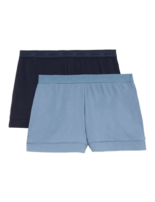 

Womens BODY 2 Pack Cotton Modal Pyjama Shorts - Blue Mix, Blue Mix