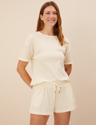 

Womens M&S Collection Cotton Blend Waffle Pyjama Shorts - Ivory, Ivory