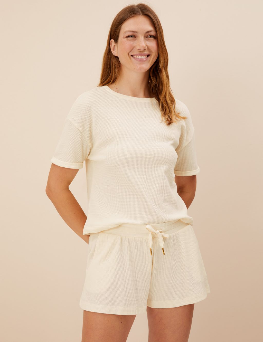 Cotton Blend Waffle Pyjama Shorts image 1