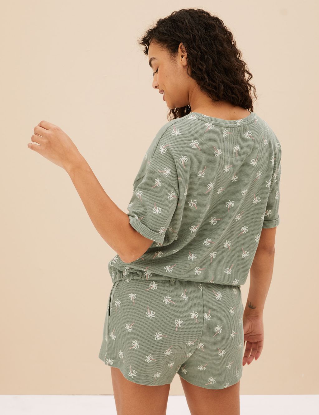 Cotton Blend Waffle Pyjama Shorts image 3
