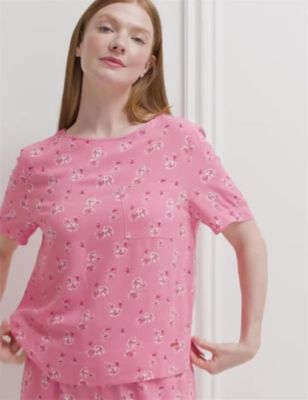 M&S X Ghost Womens Floral Print Pyjama Top - 6 - Pink Mix, Pink Mix