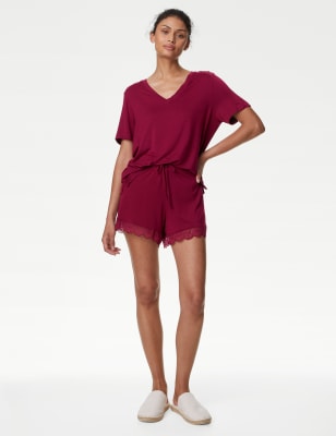 

Womens Body by M&S Body Soft™ Lace Trim Pyjama Shorts - Dark Raspberry, Dark Raspberry