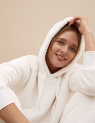 

Womens M&S Collection Fur Fleece Lounge Hoodie - Ivory, Ivory