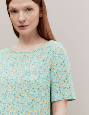 

Womens M&S X GHOST Floral Print Pyjama Top - Teal Mix, Teal Mix