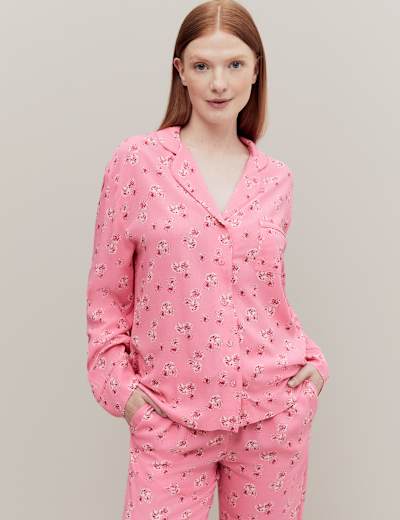 Floral Print Revere Collar Pyjama Top