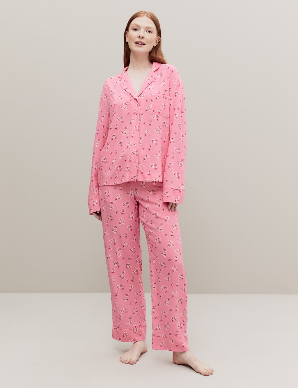 Floral Print Revere Collar Pyjama Top image 2