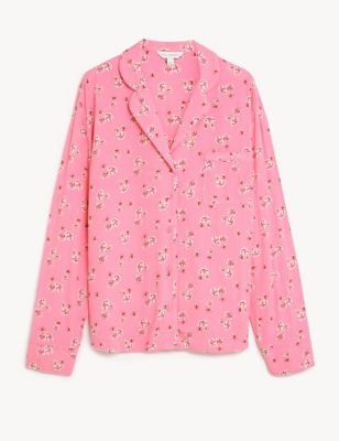 M&S X Ghost Womens Floral Print Revere Collar Pyjama Top - 6 - Pink Mix, Pink Mix