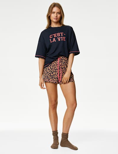 Cotton Modal Animal Print Pyjama Shorts
