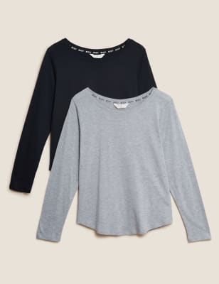 

Womens BODY 2er-Pack Schlaf-T-Shirts aus Baumwolle und Modal - Grey Mix, Grey Mix