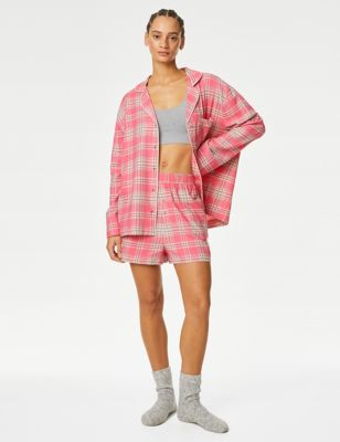 Cotton Blend Checked Pyjama Shorts - AU