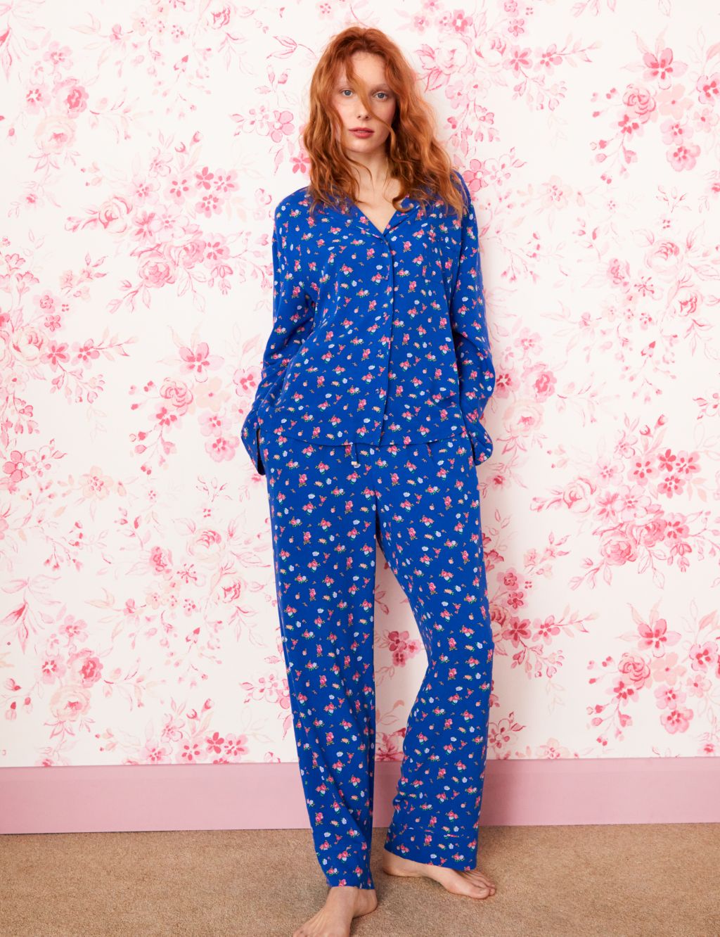 Floral Print Revere Collar Pyjama Top image 5