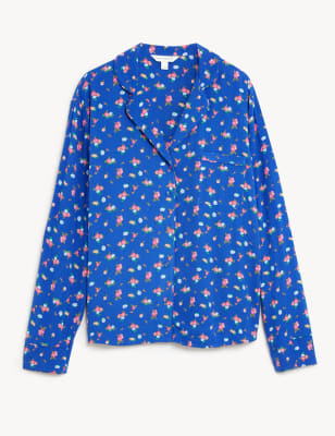 Floral Print Revere Collar Pyjama Top