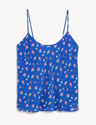 M&S X Ghost Womens Floral Print Cami Top - 6 - Blue Mix, Blue Mix