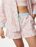 Korte pyjamabroek van puur katoen met bloemmotief