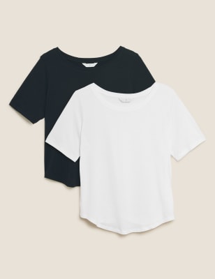 

Womens M&S Collection 2 Pack Cotton Modal Sleep Tee - Black Mix, Black Mix