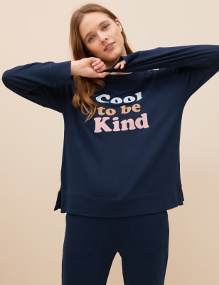 

Womens M&S Collection Lounge-Sweatshirt mit Flexifit™ und Schriftzug - Navy, Navy