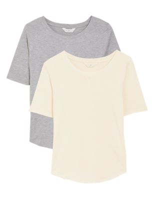 

Womens BODY 2pk Cotton Modal Cool Comfort™ Pyjama Tops - Grey Mix, Grey Mix