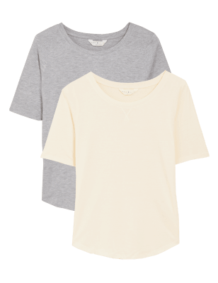 

Womens BODY 2pk Cotton Modal Cool Comfort™ Pyjama Tops - Grey Mix, Grey Mix